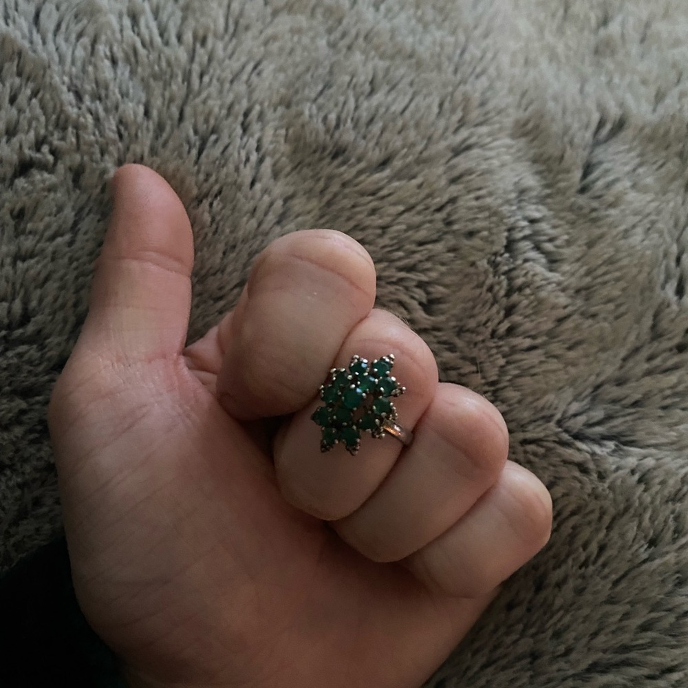 Vintage 925 natural emerald ring - Picture 8 of 8